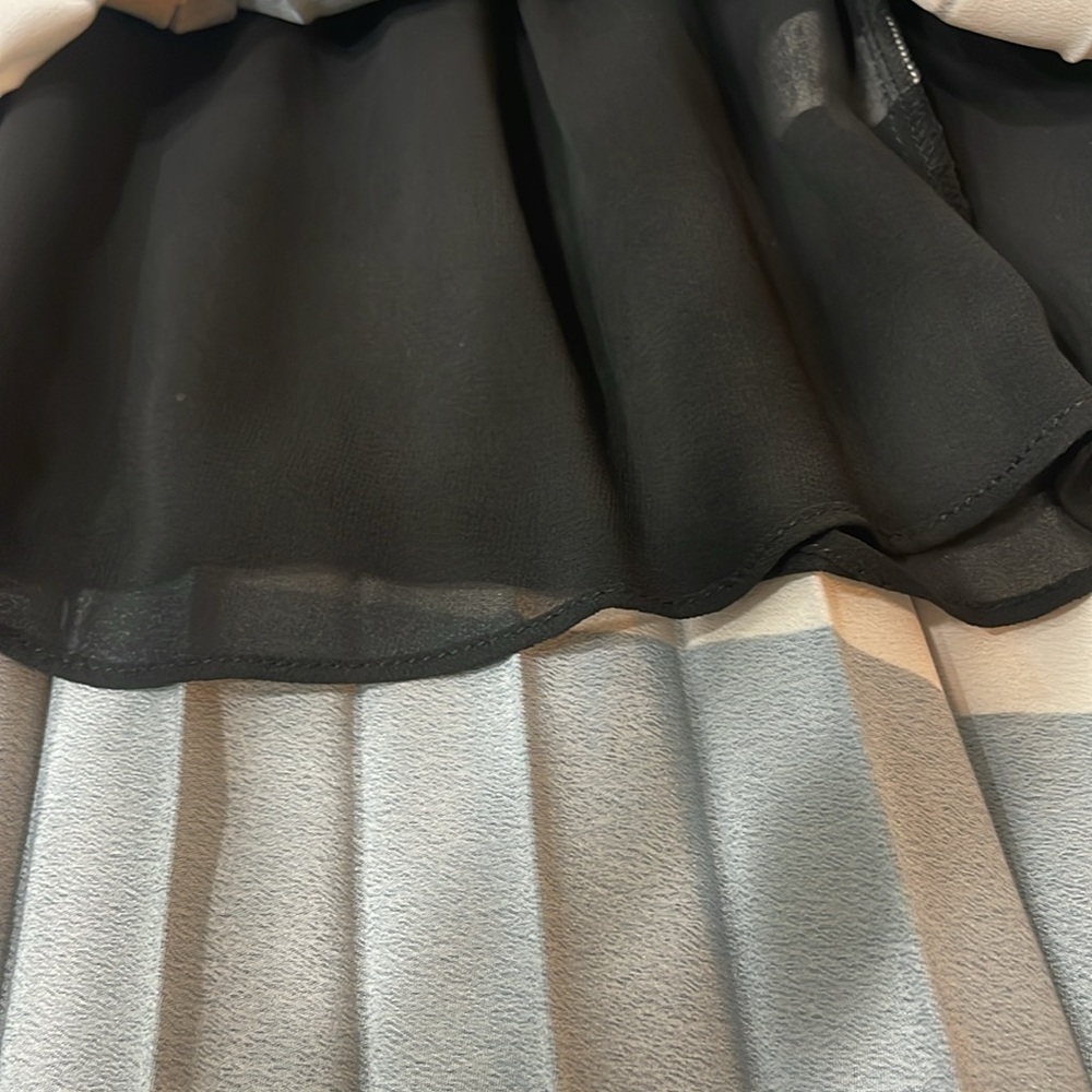 Ramy Brook Black Pleated Mini Dress with Neutral Chevron Hem - Picture 7 of 8